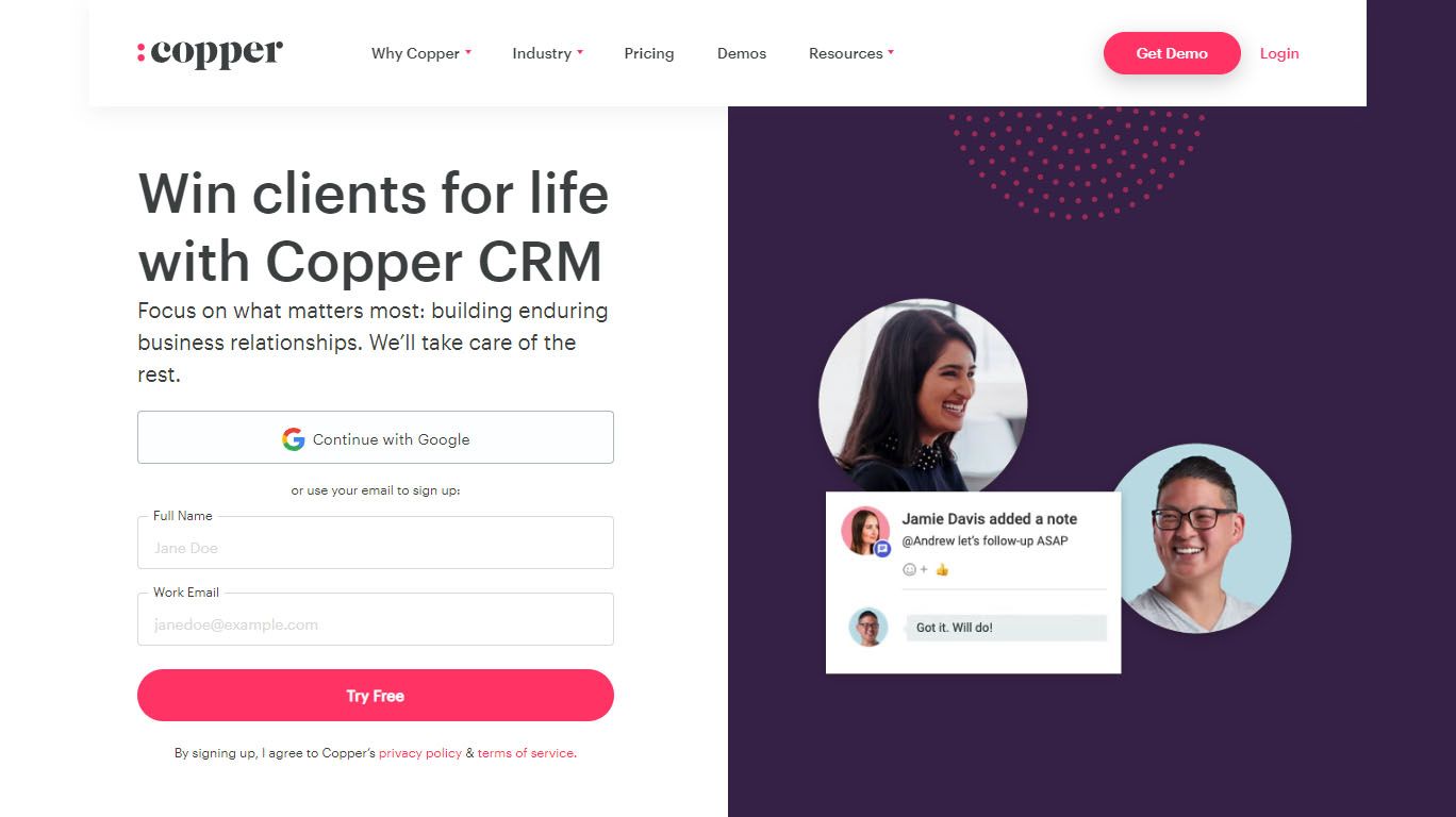 Copper - Best CRM for Google Workspace