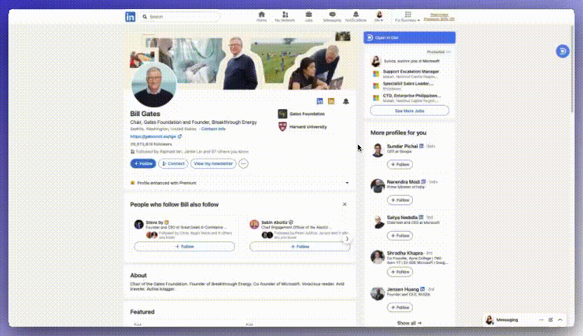 Adding a contact to Dex from LinkedIn via Browser extension+ Setting KIT frequency