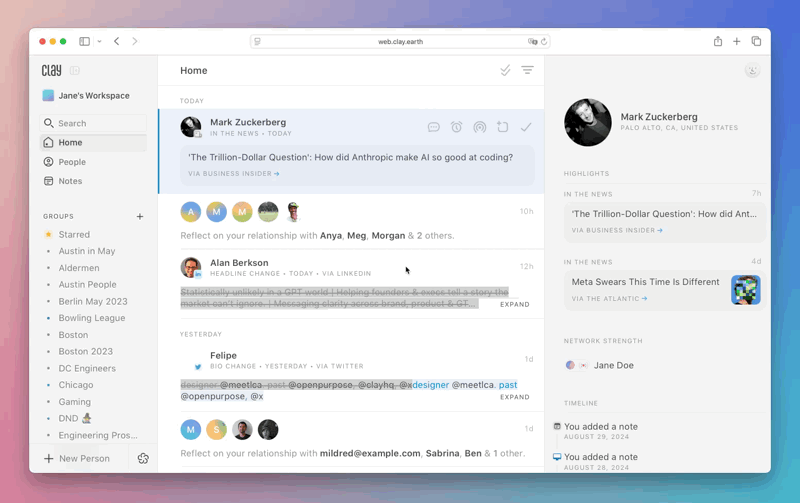 Google and Email Calendar integration. GIF from me.sh.