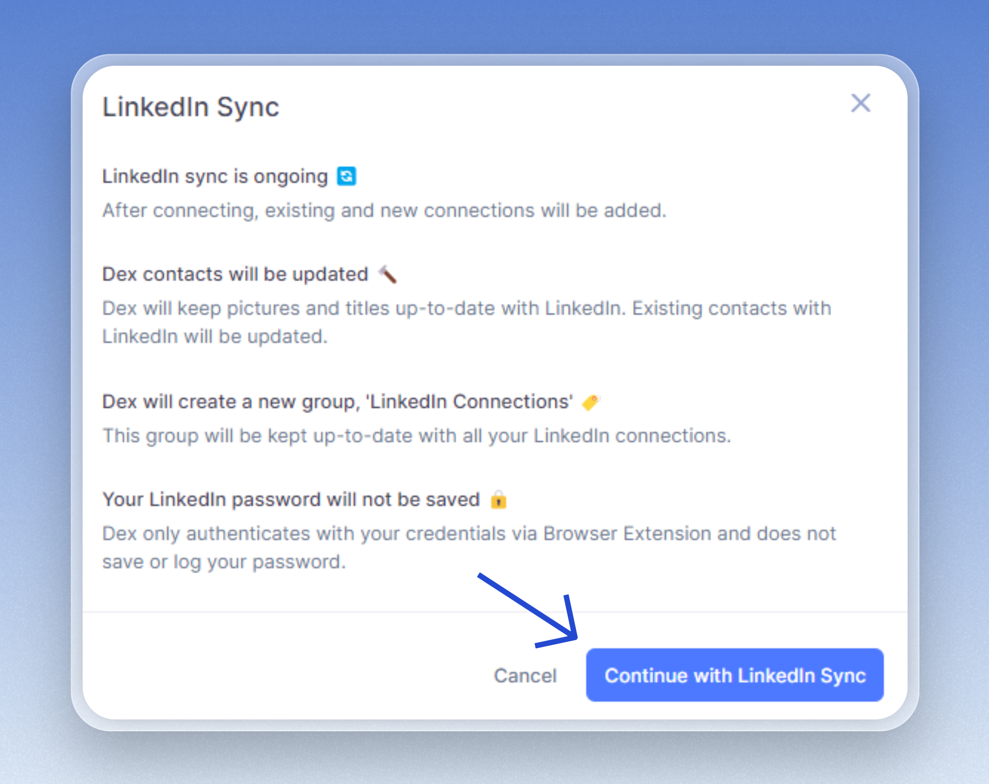 LinkedIn Sync - Dex Guide